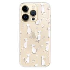 iSaprio Silikónové puzdro - Cat pattern 05 - white pre iPhone 14 Pro