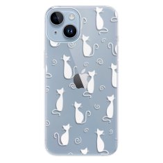 iSaprio Silikónové puzdro - Cat pattern 05 - white pre iPhone 14