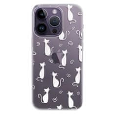 iSaprio Silikónové puzdro - Cat pattern 05 - white pre iPhone 14 Pro