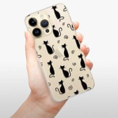 iSaprio Silikónové puzdro - Cat pattern 05 - black pre iPhone 14 Pro Max