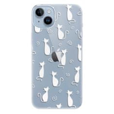 iSaprio Silikónové puzdro - Cat pattern 05 - white pre iPhone 14 Plus