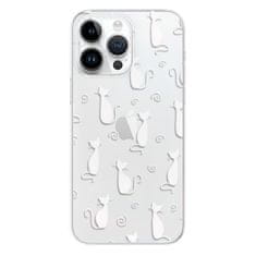 iSaprio Silikónové puzdro - Cat pattern 05 - white pre iPhone 14 Pro Max