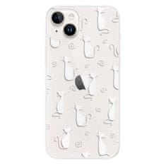 iSaprio Silikónové puzdro - Cat pattern 05 - white pre iPhone 14 Plus