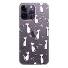 iSaprio Silikónové puzdro - Cat pattern 05 - white pre iPhone 14 Pro Max