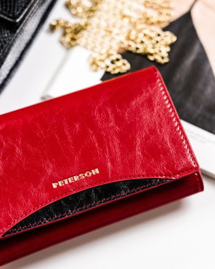 Peterson Dámska kožená peňaženka Szob červená, čierna