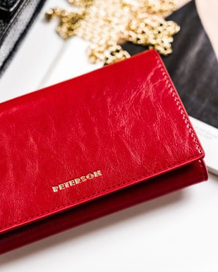Peterson Dámska kožená peňaženka Szob lesklá červená, čierna