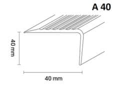 DOLLKEN DOPREDAJ: 2500x28x45 mm (A45) cm Schodová hrana luminiscenčná TKNG tmavošedá 0146/0138 Lišta 2500x28x45 mm (A45)