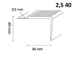 DOLLKEN DOPREDAJ: 2500x28x45 mm (A45) cm Schodová hrana luminiscenčná TKNG tmavošedá 0146/0138 Lišta 2500x28x45 mm (A45)