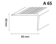 DOLLKEN DOPREDAJ: 2500x40x40 mm, presah 2,5mm cm Schodová hrana luminiscenčná TKNG tmavošedá 0146/0138 Lišta 2500x40x40 mm, presah 2,5mm