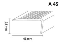 DOLLKEN DOPREDAJ: 2500x40x40 mm, presah 2,5mm cm Schodová hrana luminiscenčná TKNG tmavošedá 0146/0138 Lišta 2500x40x40 mm, presah 2,5mm