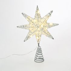 ACA ACA Lighting strieborná hviezda na stromček 20 MINI WW LED na batérie 3xAA, IP20 28x5x20cm X112011281