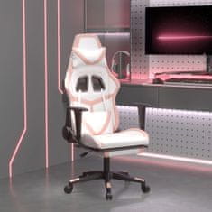 Petromila vidaXL Herná stolička s podnožkou biela a ružová umelá koža