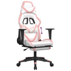 Petromila vidaXL Herná stolička s podnožkou biela a ružová umelá koža