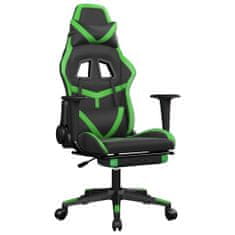 Petromila vidaXL Herná stolička s opierkou na nohy čierna a zelená umelá koža