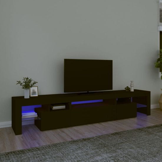 Vidaxl TV skrinka s LED svetlami čierna 215x36,5x40 cm