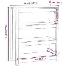 Vidaxl Knižnica medovohnedá 80x35x97 cm masívna borovica