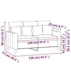 Petromila vidaXL 2-miestna pohovka vínovo-červená 120 cm látka