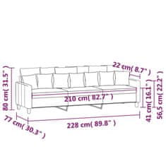 Vidaxl 3-miestna pohovka vínovo-červená 210 cm látka