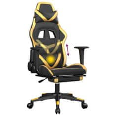 Vidaxl Herná stolička s opierkou na nohy čierna a zlatá umelá koža
