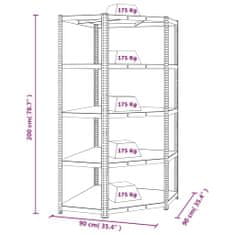 Vidaxl 5-vrstvová úložná polica antracitová oceľ a spracované drevo