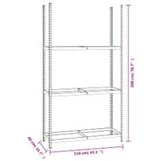 Vidaxl 3-posch. stojany na pneumatiky 4ks strieborné 110x40x200cm oceľ