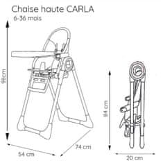 VERVELEY Nania, vysoká stolička CARLA od 6 do 36 mesiacov, konvertibilná a výškovo nastaviteľná, Kubus Exploring