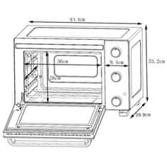 VERVELEY CONTINENTAL EDISON CEMF35R, Elektrická mini rúra 35L červená, 1500W, Rotačná, Prírodná konvekcia