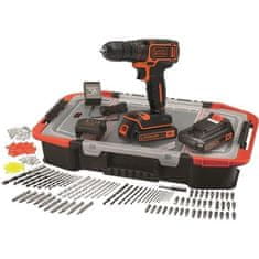 shumee BLACK & DECKER lítiový vŕtací skrutkovač 18 V - 2 batérie - 160 krabičiek s príslušenstvom - BDCDC18BAST-QW