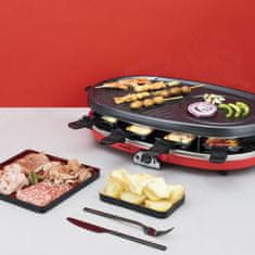 Hkoenig HKoeNIG RP418, raclette zariadenie 4 v 1, pre 8 osôb, 6 mini palaciniek, Gril, Nastaviteľná teplota, 1500 W, Odnímateľné platne.