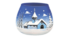 koryworld Vianočný maľovaný svietnik modrý - Ručná výroba