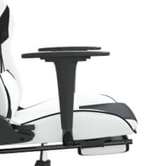 Vidaxl Herná stolička s podnožkou biela a čierna umelá koža