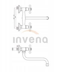 Invena Roma, umývadlová-drezová batéria s predĺženou výlevkou 250mm v type S, chrómová, INV-BC-22-00S-L