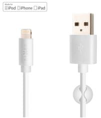 FIXED Dátový a nabíjací kábel s konektormi USB/Lightning, 1 meter, MFI certifikácia, FIXD-UL-WH biely