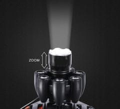 Čelovka CREE 1 x XM-L T6 + 7 x silný Q5 biely + ZOOM + COB LED E-247