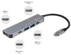 FIXED 5-portový hliníkový USB-C HUB Mini pre notebooky a tablety FIXHU-MN-GR, sivý