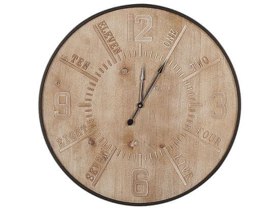 Beliani Nástenné hodiny 60 cm svetlé drevo DOLE