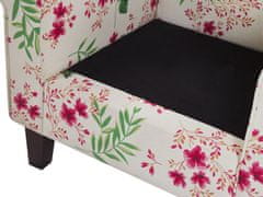 Beliani Krémové kvetinové kreslo s opierkou na nohy HAMAR