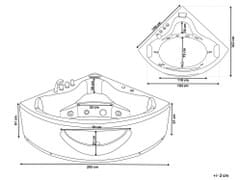 Beliani Vírivá rohová vaňa s LED osvetlením a vodnými tryskami biela TOCOA