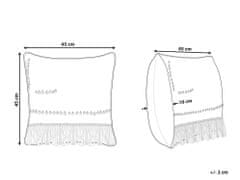 Beliani Bavlnený vankúš so strapcami 45 x 45 cm béžový VAYALI