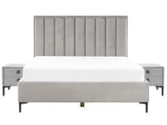 Beliani Zamatová súprava nábytku do spálne 180 x 200 cm sivá SEZANNE