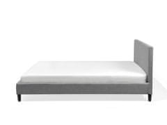Beliani Čalúnená posteľ s bielym LED osvetlením 180 x 200 cm svetlosivá FITOU
