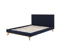 Beliani Ženilková čalúnená posteľ 160 x 200 cm tmavomodrá TALENCE