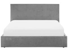 Beliani Zamatová posteľ s úložným priestorom 160 x 200 cm sivá LORIENT