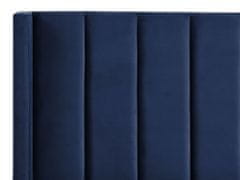 Beliani Zamatová posteľ 160 x 200 cm modrá VILLETTE