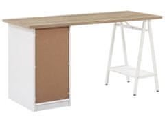 Beliani Písací stôl svetlé drevo s bielou 140 x 60 cm HEBER