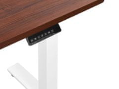 Beliani Rohový elektrický písací stôl ľavostranný 160 x 110 cm tmavé drevo s bielou DESTIN II