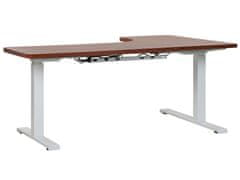 Beliani Rohový elektrický písací stôl ľavostranný 160 x 110 cm tmavé drevo s bielou DESTIN II