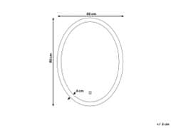 Beliani Nástenné oválne zrkadlo s LED osvetlením 60 x 80 cm strieborné VIRIAT