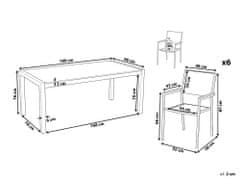 Beliani Záhradná súprava jedálenská súprava pre 6 čierny leštený prírodný kameň v celku béžové stoličky GROSSETO