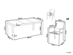 Beliani Vonkajšia súprava záhradná sada pre 8 osôb leštený prírodný kameň sivé stoličky GROSSETO